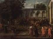 Jean-Baptiste Van Mour Der Gesandte Cornelis Calkoen begibt sich zur Audienz beim Sultan Ahmed III. Sweden oil painting artist
